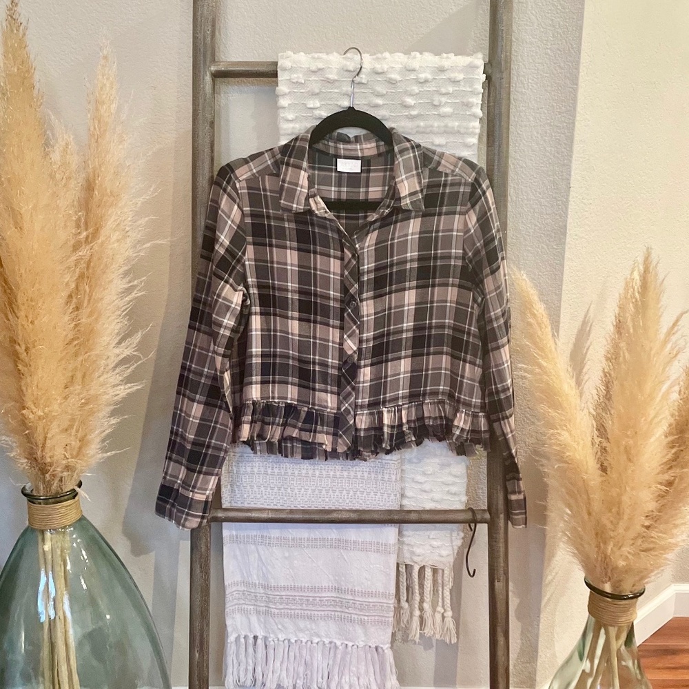 Abound Plaid Button Down Blouse - Size XS